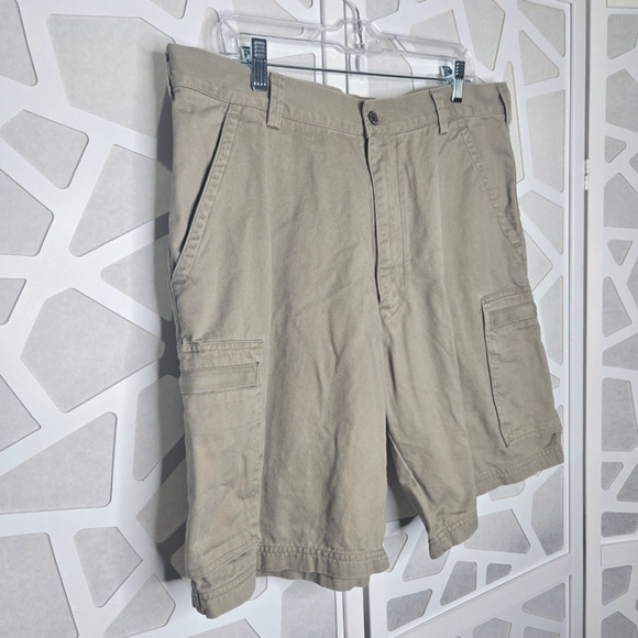 Perry Ellis Khaki Zipper Cargo Shorts Size 38 Outdoors Gorpcore Normcore Utility - Picture 3 of 5